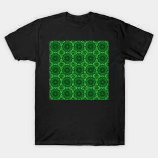 Green Clover Kaleidoscope pattern 8 T-Shirt